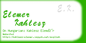 elemer kahlesz business card